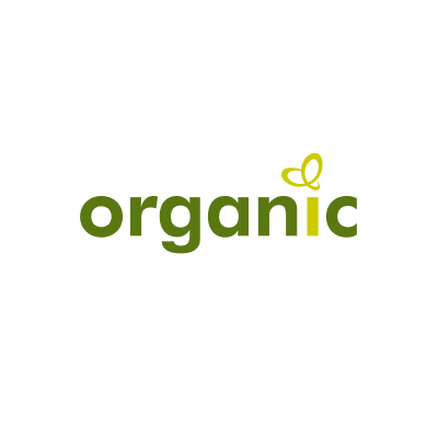 Zielone logo organic z żółtym symbolem liścia