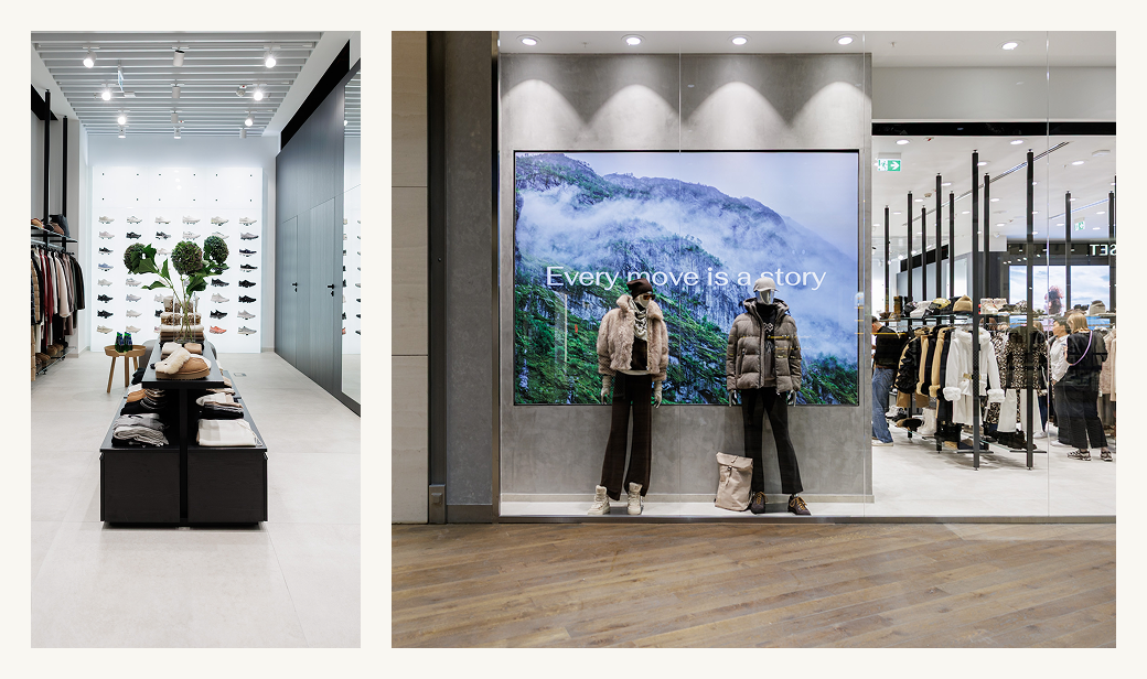 Wnętrze sklepu z odzieżą na wystawie